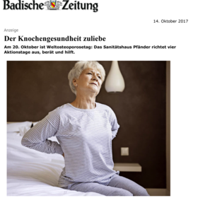 Sanitätshaus Pfänder Presseclipping Osteoporose